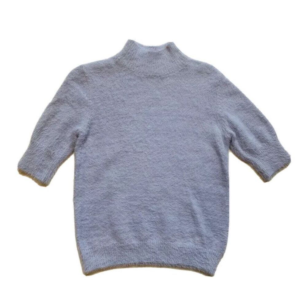 NEW Marled Reunited Sweater Womens Small Fuzzy Shaggy Short Sleeve Nylon Purple